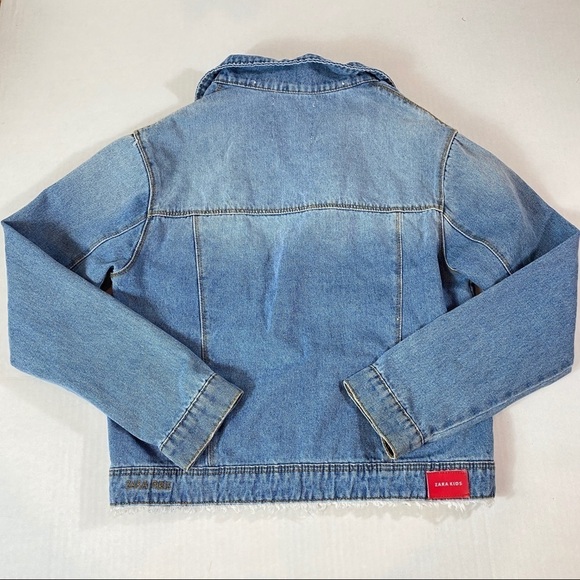 Zara Kids Girls Denim Jacket Sz 13-14 Raw Hem - Picture 11 of 11